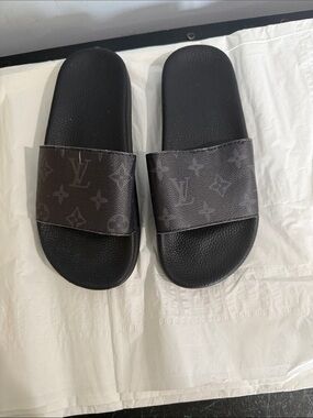 Louis Vuitton Black Monogram Slide Sandals